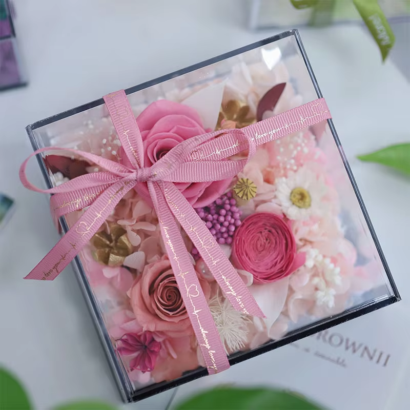 Flowers for Delivery Prime - Preserved Eternal Rose In Acrylic Box - Preserved Roses, Blossoms That Last Forever- Gifts for Girlfriend Wife Mom Grandma on Birthday