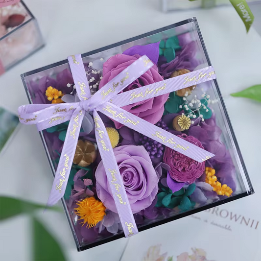 Flowers for Delivery Prime - Preserved Eternal Rose In Acrylic Box - Preserved Roses, Blossoms That Last Forever- Gifts for Girlfriend Wife Mom Grandma on Birthday