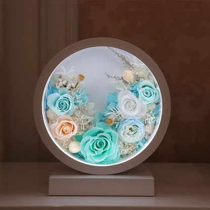 Fashion Preserved Flowers Glass Table Lamp Modern Style Simple Bedroom Bedside Decoration Real Rose Table Lamp The Best Gift