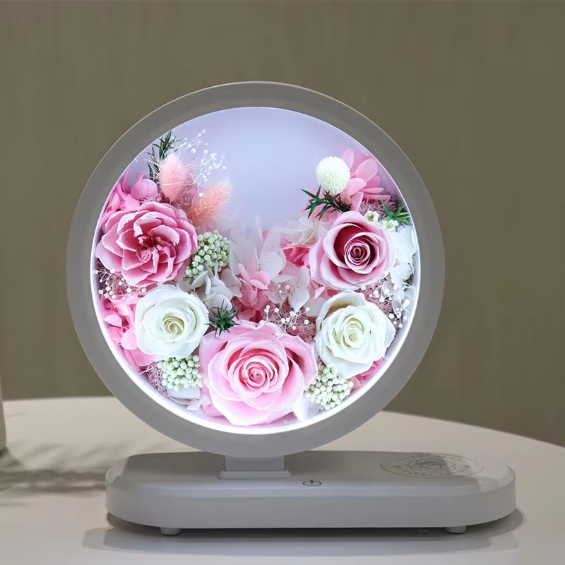 Fashion Preserved Flowers Glass Table Lamp Modern Style Simple Bedroom Bedside Decoration Real Rose Table Lamp The Best Gift